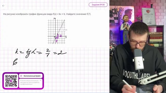 На рисунке изображён график функции вида fx=kx+b. Найдите значение f(7) - №