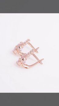 Серебряные золоченые серьги с круглыми бесцветными фианитами Б33816619Д