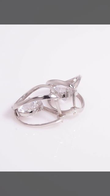 Серебряные серьги Капельки с круглыми фианитами Б33816620Д