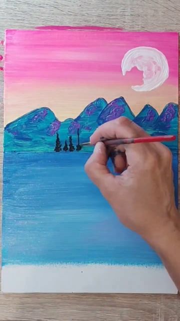 Акрил, мастихин, веерная кисть/Рисование с детьми 🥰