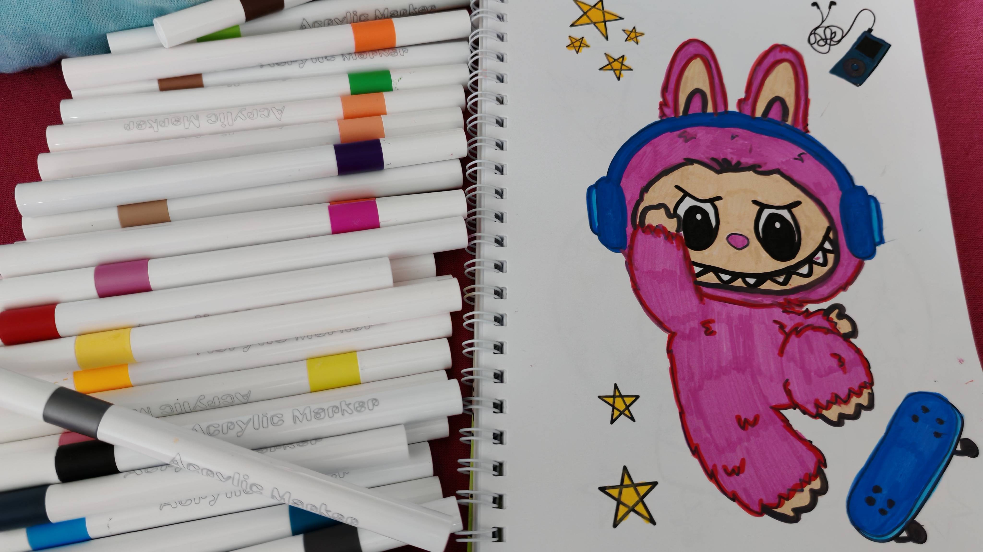 Рисуем лабубу акриловыми маркерами, labubu для детей