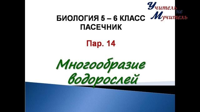 биология 5 класс пар 14 Пасечник Многообразие водорослей
