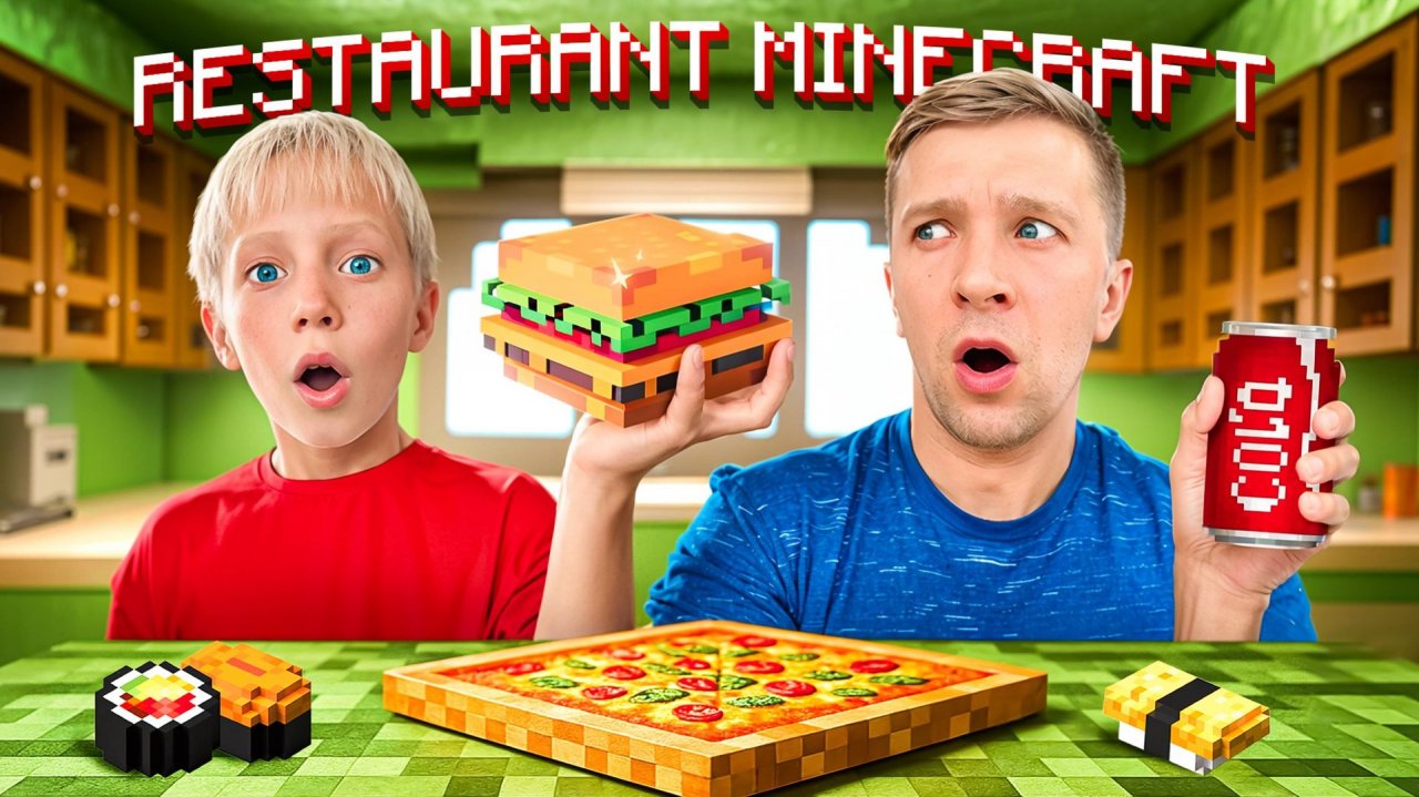 Майнкрафт-еда В РЕАЛЕ! Открыл РЕСТОРАН Майнкрафт для сына!