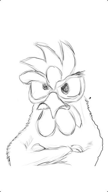 Забавный сердитый петух 🐔 | Рисунок по фану