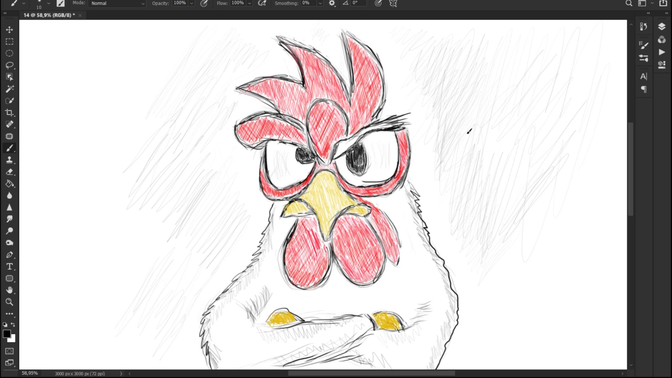 Забавный сердитый петух 🐔 | Рисунок по фану