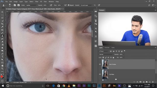 Как убрать мешки под глазами в Photoshop
