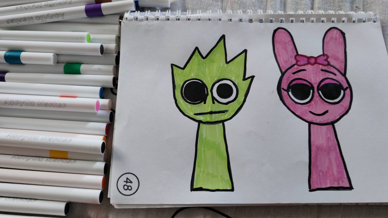 Раскрашиваю спрунки акриловыми маркерами, sprunki для детей