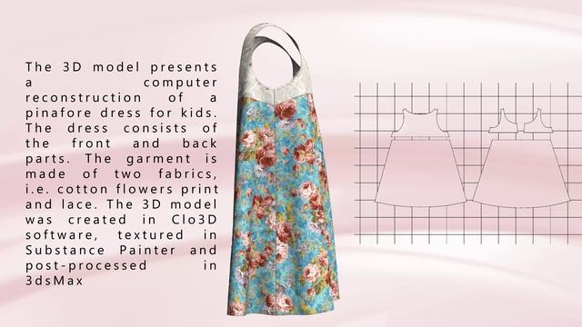 PINAFORE DRESS FOR KIDS. 3D MODEL. DESIGN PATENT RU 139030