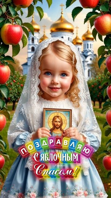 С Яблочным Спасом и Преображением Господним. Музыкальная открытка поздравление.