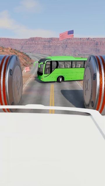 Colour Capsule Bus & School bus vs Bollards Crash #shorts #beamngdrive #bus