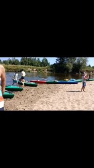 остановка на пляже, сплав по Клязьме