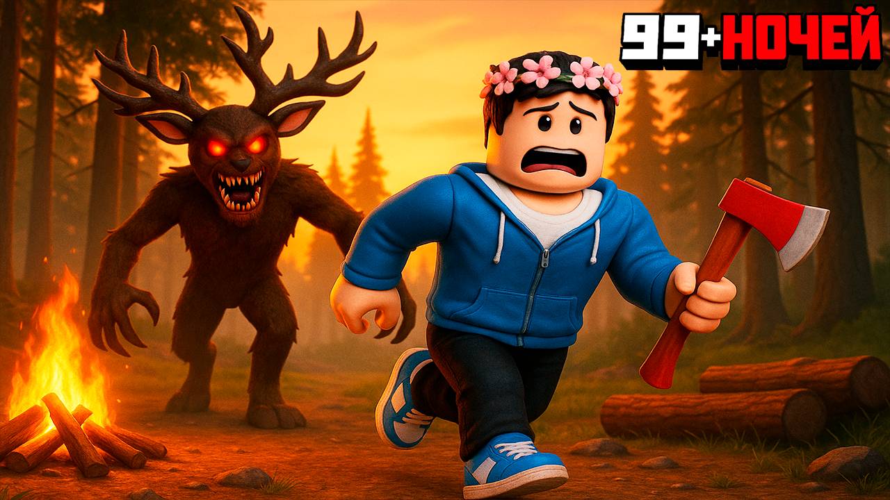 Выживаю ОДИН в 99 НОЧЕЙ в ЛЕСУ в РОБЛОКС! 99 Nights In The Forest Roblox!