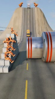 Cars & School Bus vs Wall Bollards Crush #1 - BeamNG.Drive