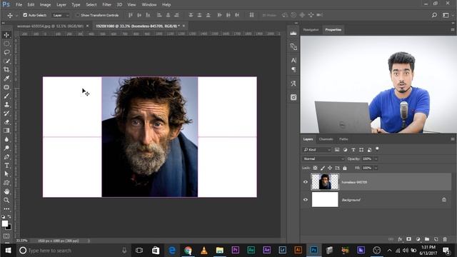 Автоматическое выравнивание изображения по холсту в Photoshop