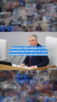 Володин: сбежавших из РФ знаменитостей никто не ждет с распростертыми объятиями