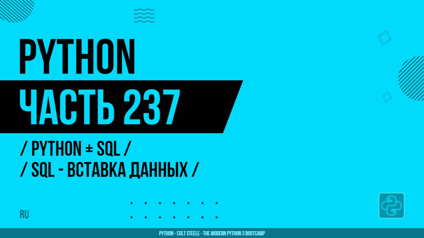 Python - 237 - Python + SQL - SQL - Вставка данных