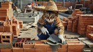 Кот на стройке