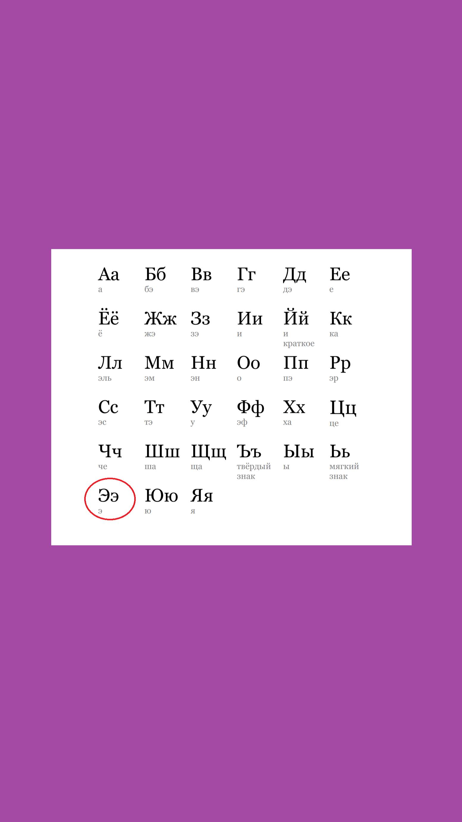 АЛФАВИТ. БУКВА "Э"