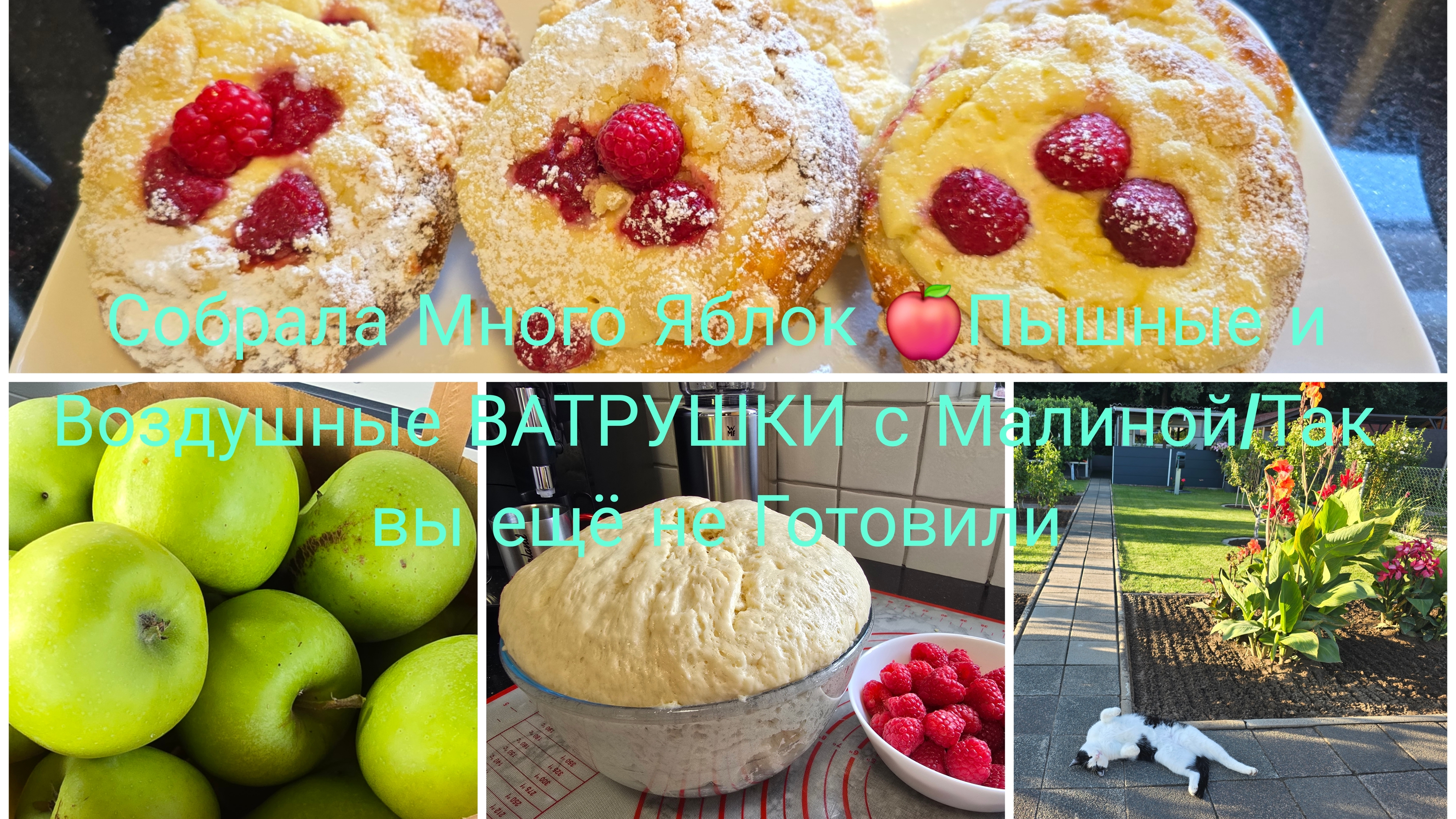 Такое тесто вы ещё не Готовили/Пышные ВАТРУШКИ с Творогом и С Малиной/Собрала много Яблок 🍎