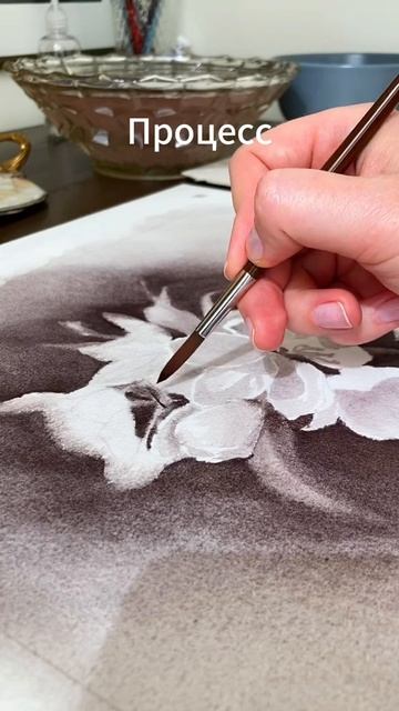 Картина "Яблоня" акварелью, 30х30 см