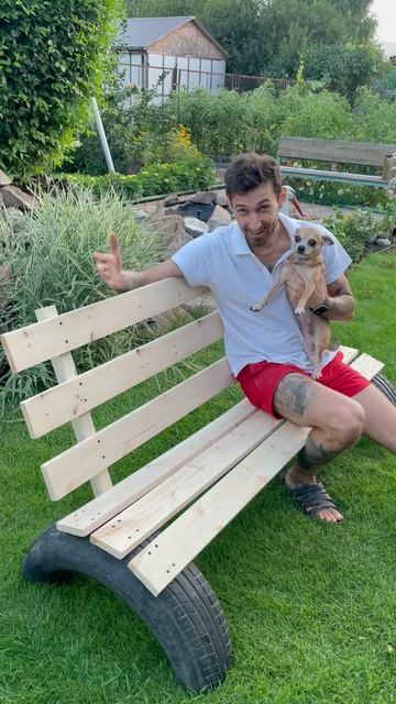 Скамейка из покрышки