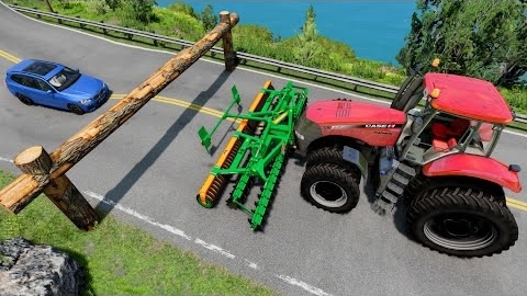 Машины против бревна