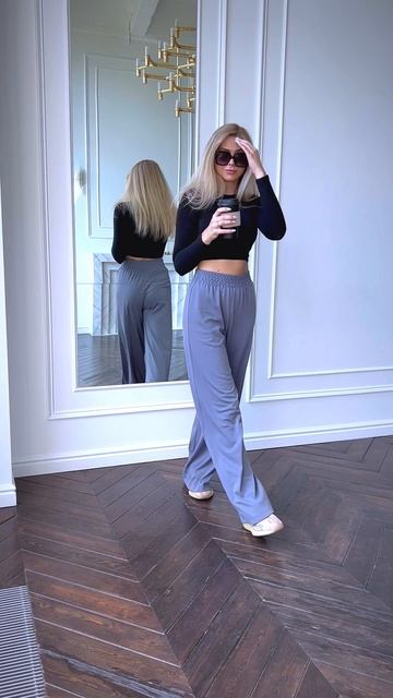 Серые брюки из ткани джерси