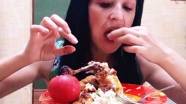 МУКБАНГ/ОЛИВЬЕ/КУРИЦА ГРИЛЬ,КАРТОШКА