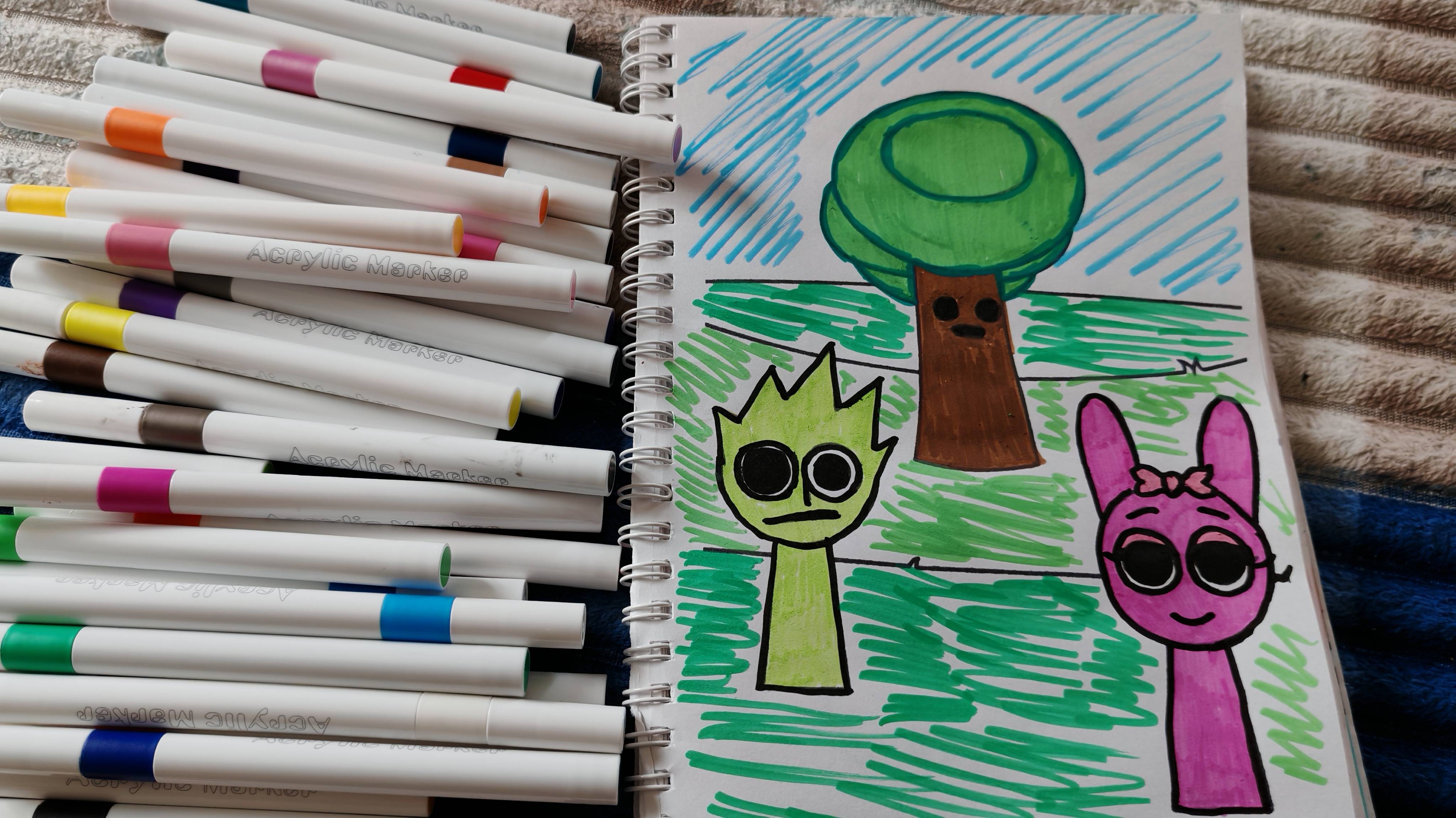 Раскрашиваю спрунки sprunki акриловыми маркерами