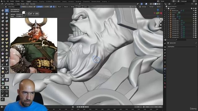 27. Posing the head and adding more details on the model