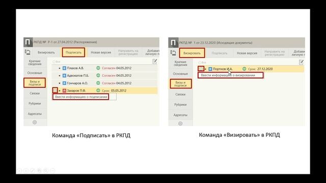 Подписание и визирование РКПД в Дело-Web