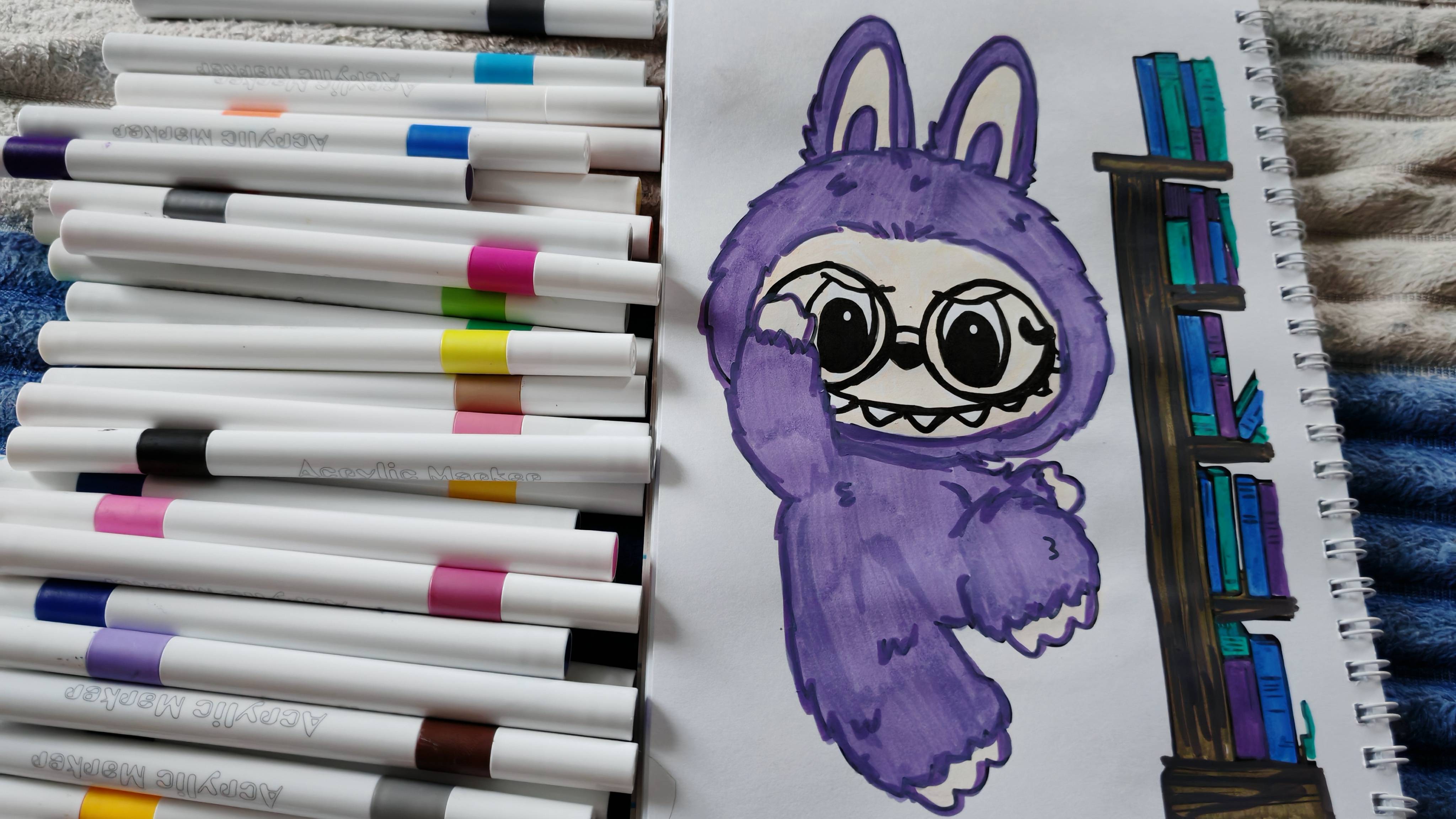 Раскрашиваю лабубу акриловыми маркерами, labubu для детей