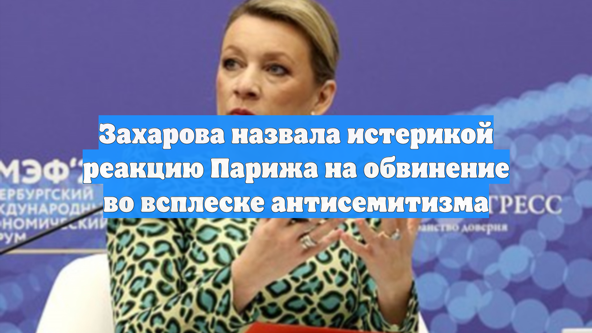 Захарова назвала истерикой реакцию Парижа на обвинение во всплеске антисемитизма