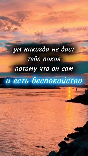 ум никогда не даст тебе покоя, потому что он сам и есть беспокойство