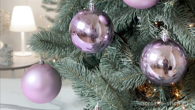 Набор однотонных пластиковых шаров, глянцевые и матовые, сиреневые, 80 мм, упаковка 6 шт., 1000121