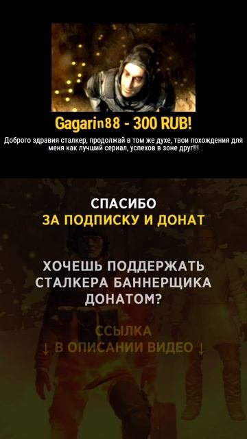 Gagarin88 спасибо за донат (300р) и поддержку! #сталкербаннерщик #bannerschik #stayout