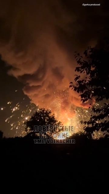 Детонация на объекте ВСУ после прилётов БПЛА «Герань-2» в районе Павлограда Днепропетровской области