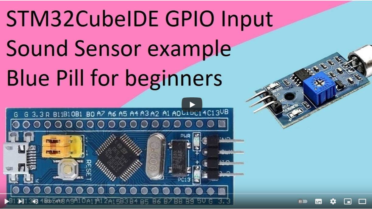 41. STM32CubeIDE Sound Sensor. GPIO Input with STM32F103C8T6
