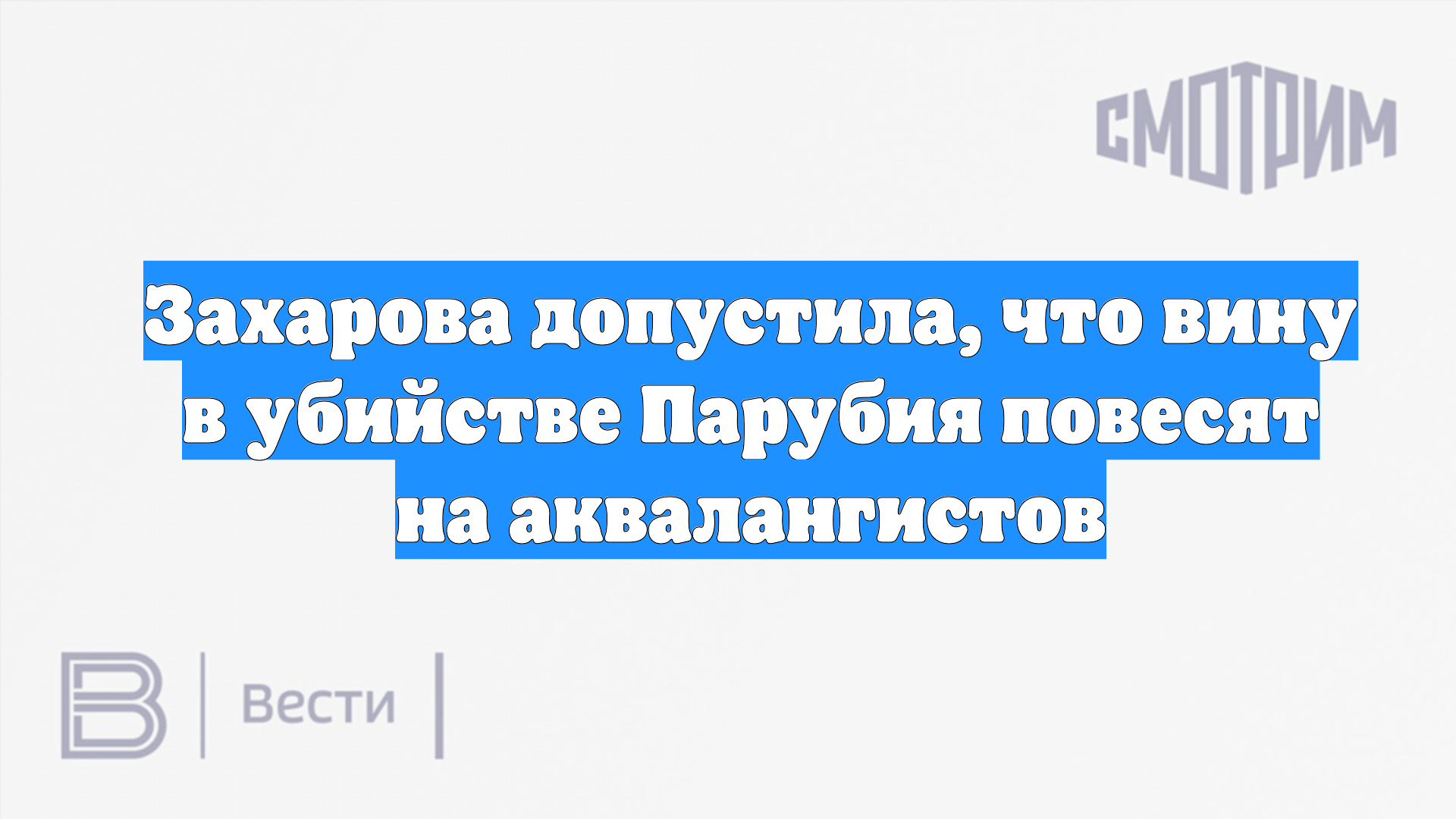 Захарова допустила, что вину в убийстве Парубия повесят на аквалангистов