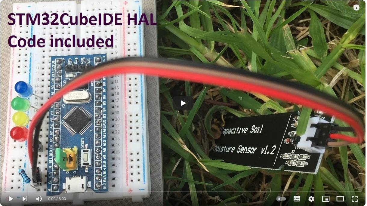 8. STM32 - Capacitive soil moisture sensor using STM32CubeIDE HAL