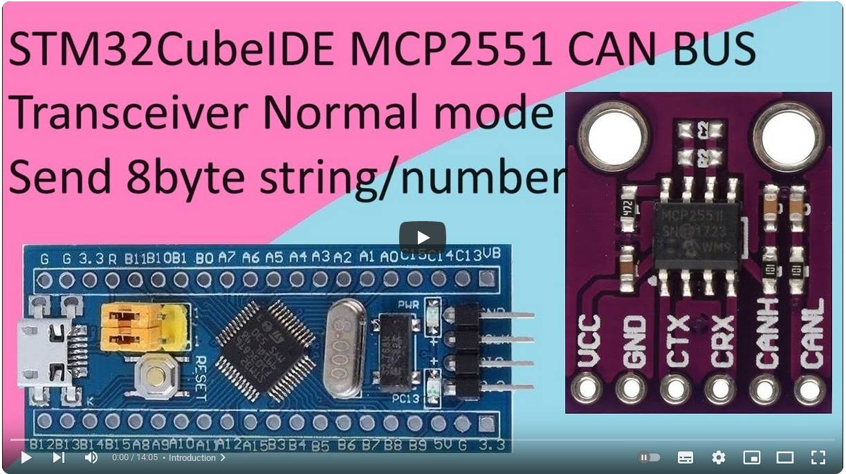 115. STM32CubeIDE MCP2551 CAN BUS with STM32 F103C8T6