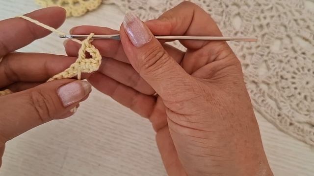 мк вязание элемента кружева крючком.