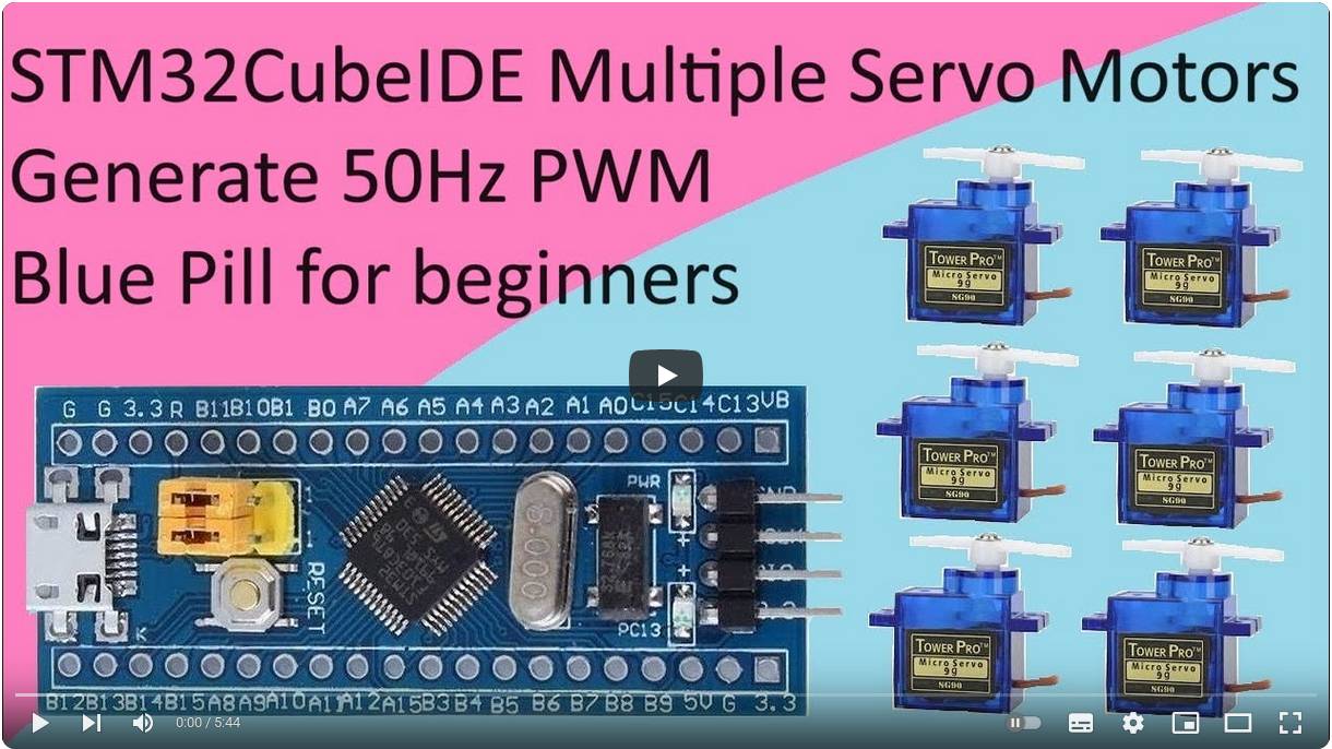 112. STM32CubeIDE Multiple Servo Motors. PWM with STM32 F103C8T6