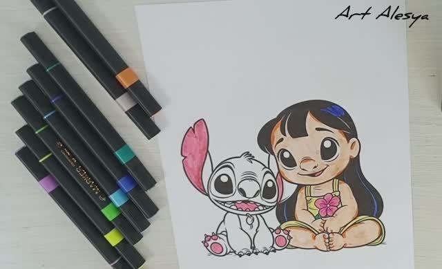 Раскраска Лило и Стич! ☺️
