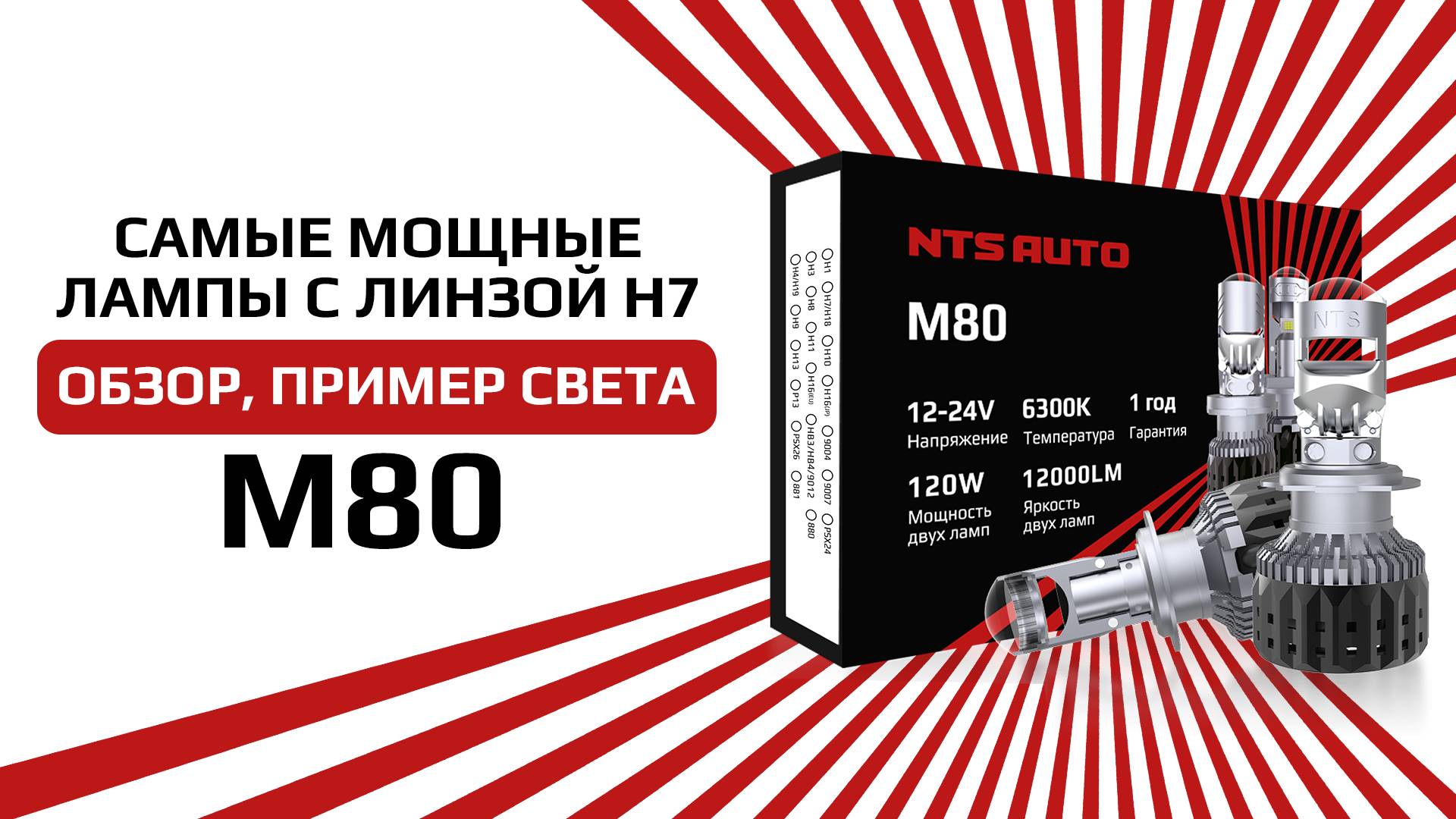 Самая яркая лампа с линзой в Н7 цоколе М80