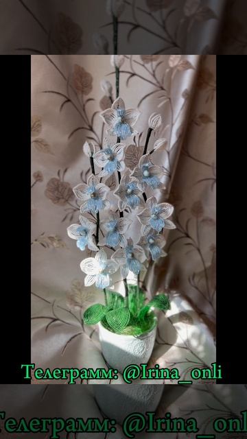 Орхидея «Зимушка зима» #бисер #цветы #ручнаяработа