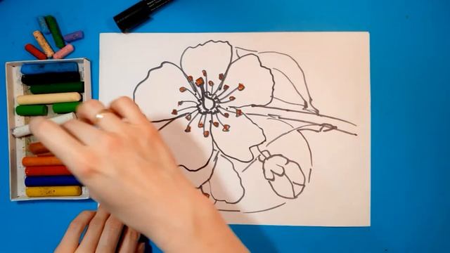 Как нарисовать ЦВЕТОК ЯБЛОНИ ВЕСНА. Рисуем с детьми. H