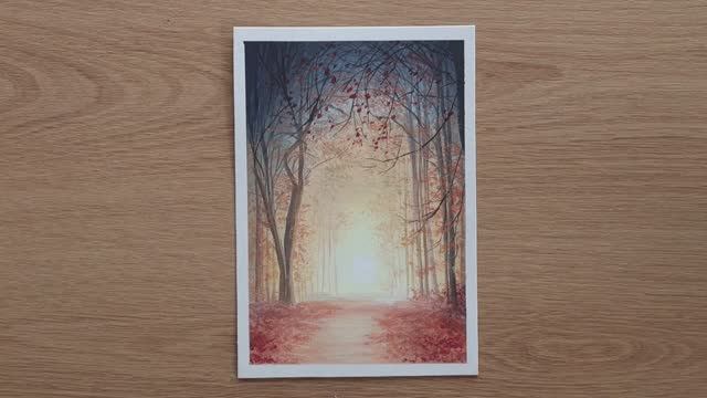 Таинственный осенний лес гуашью / Урок живописи для начинающих