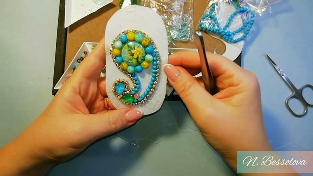 Вышивка из бисера. Брошь Пейсли.турецкий огурец.Брош?