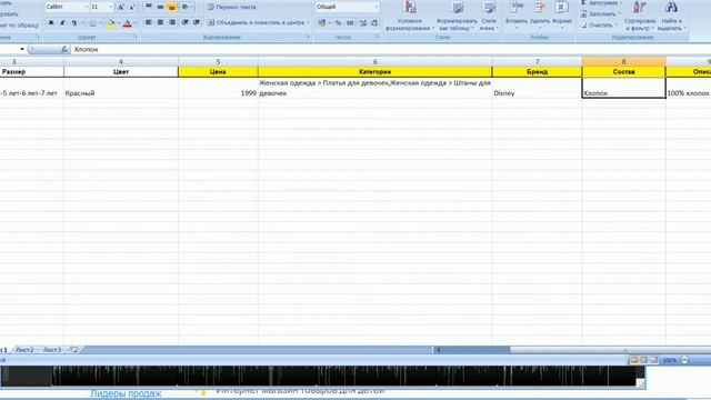 Импорт листа Excel (эксель) в интернет магазин